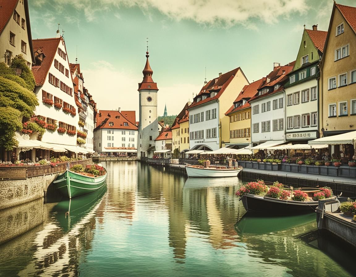 Lindau, Bavaria: Vintage Edwardian Hand-Tinted Postcard