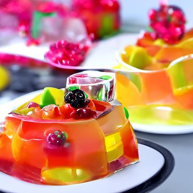 Elaborate Fruity Jello Dessert in HD