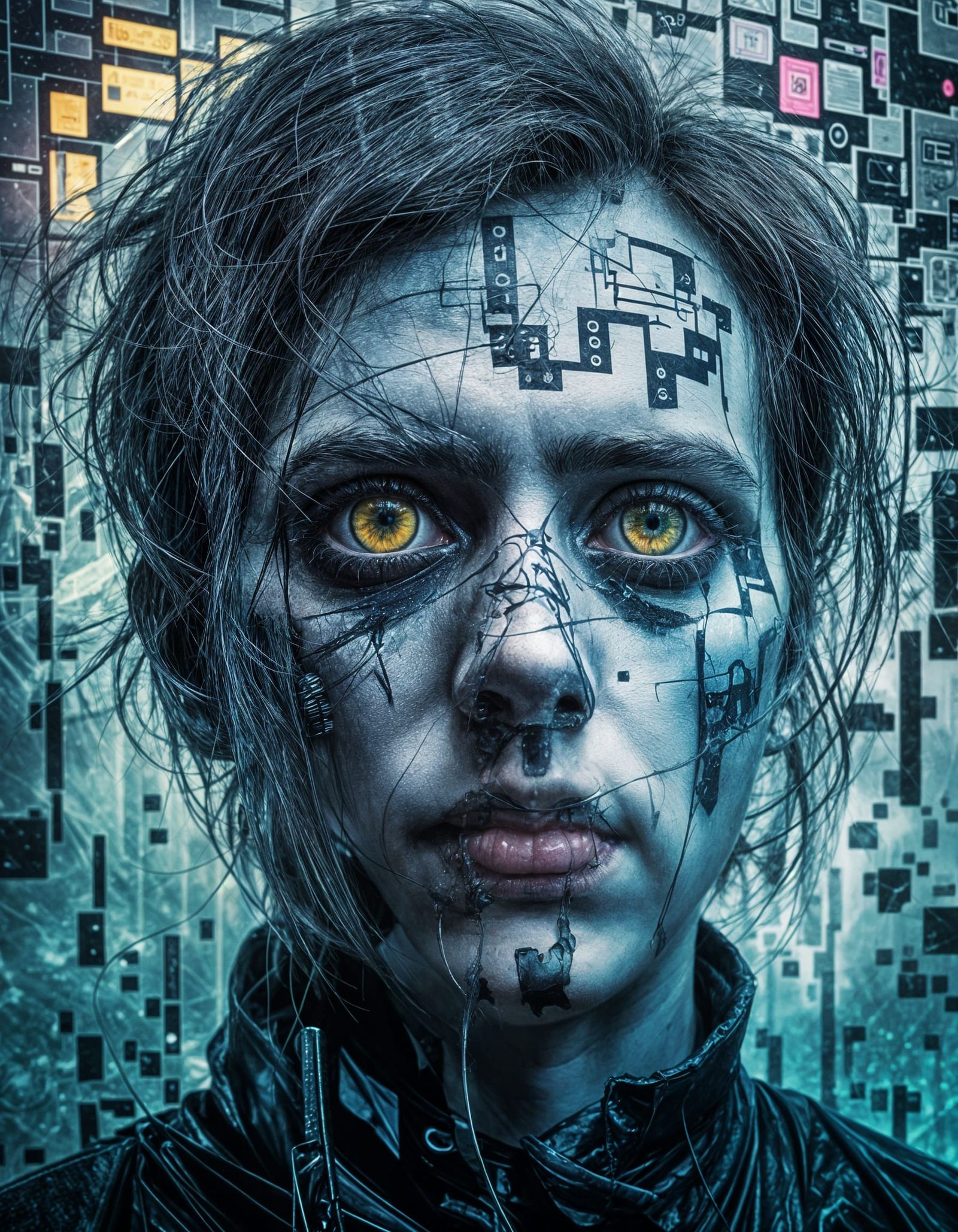 Glitched Self Portrait with Digital Echoes