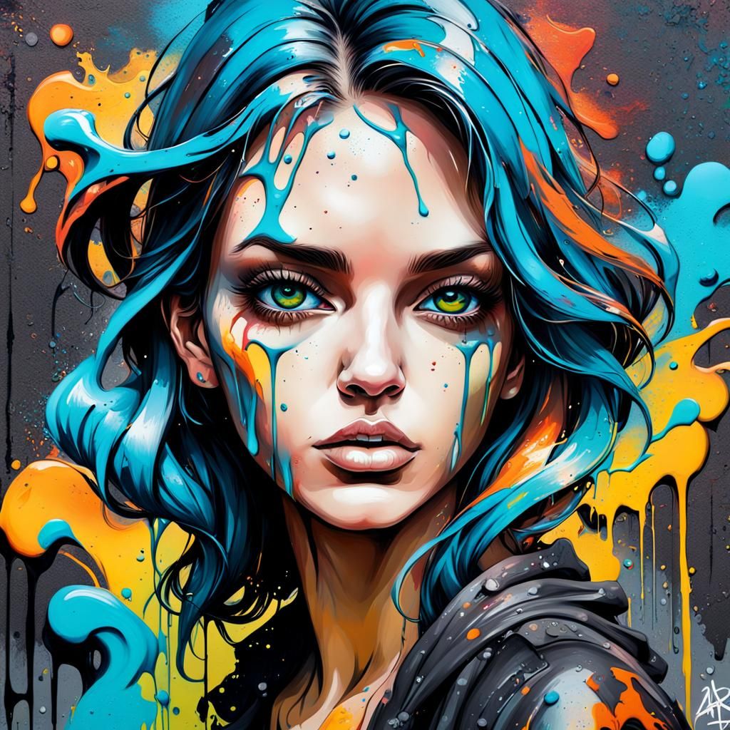 Colorful Graffiti Art of a Beautiful Girl