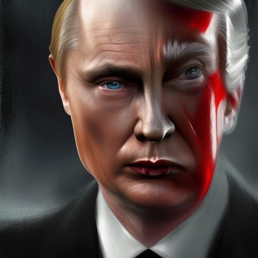 Realistic Putin Trump Hybrid Vampire: Dark Fantasy Art