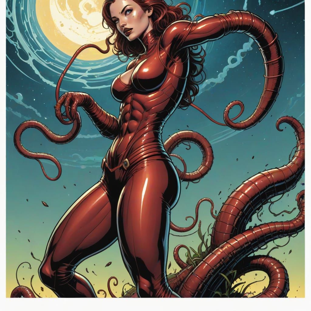 Earthworm Woman: Comic Book Art Illustration
