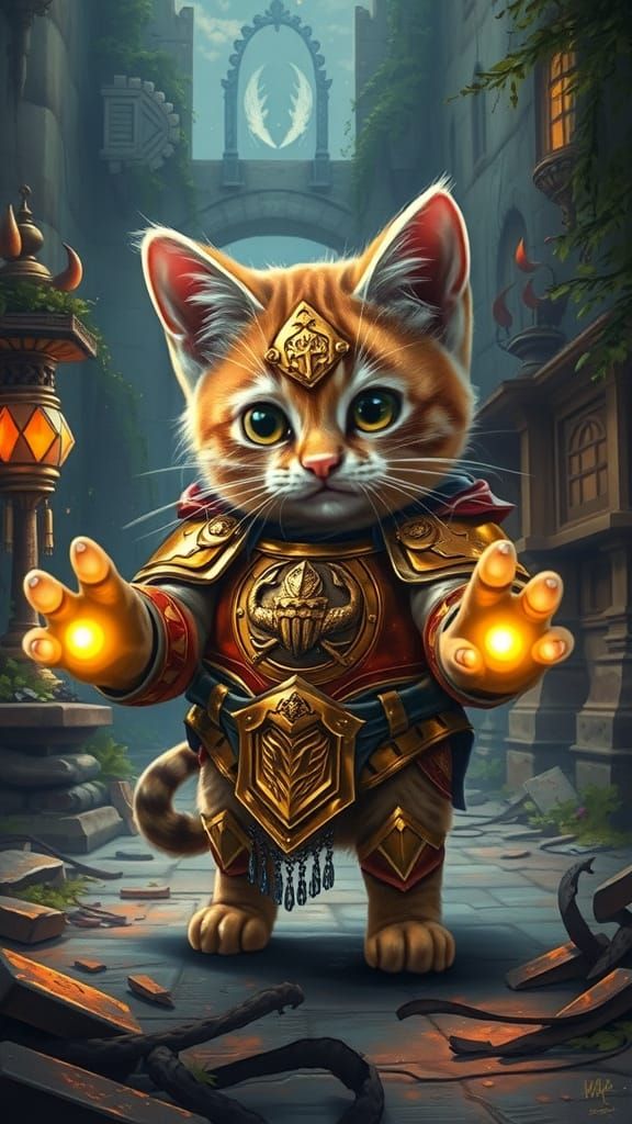 Golden Knight Kitten Embodies Zodiac Spirit