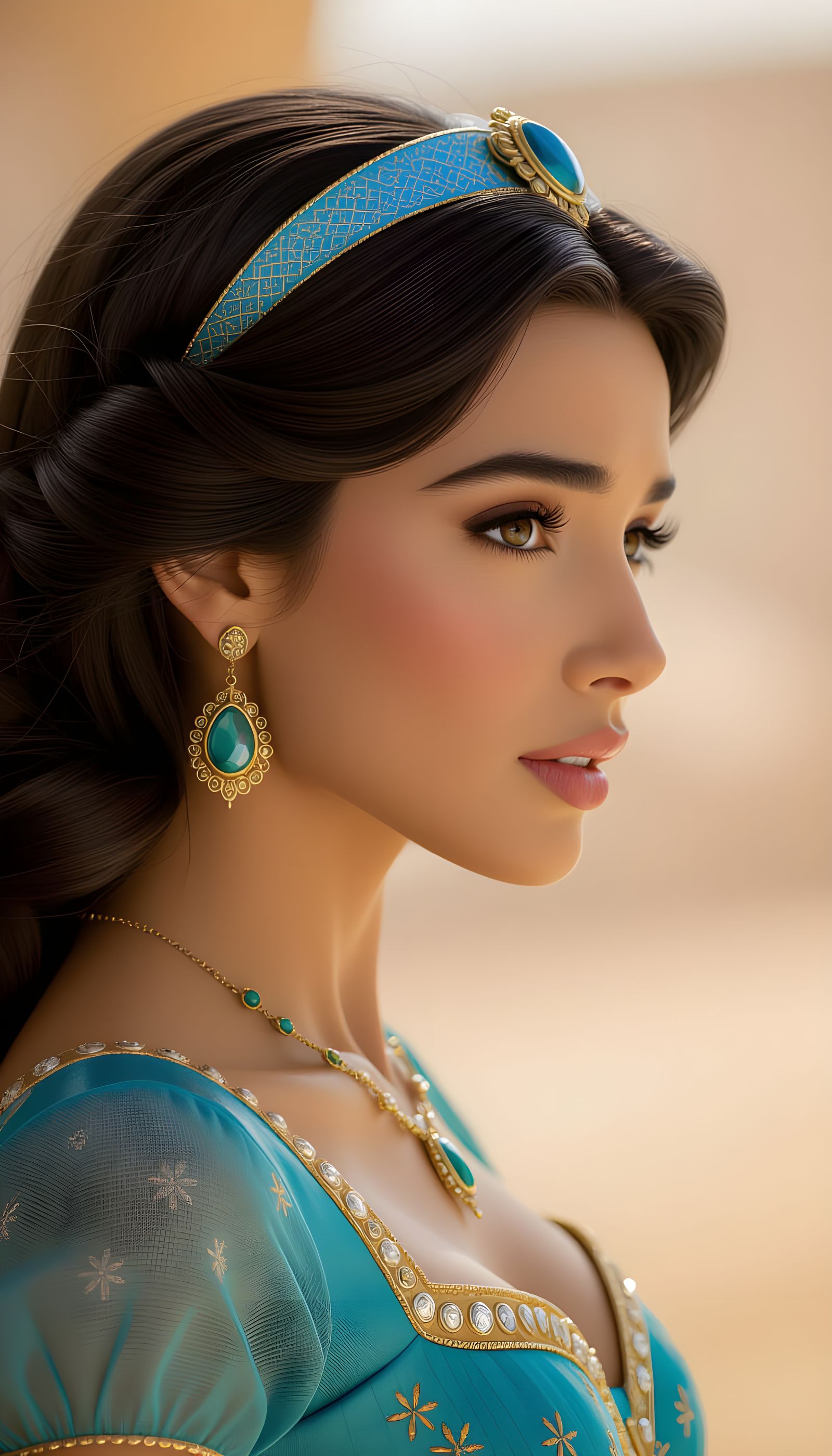 Realistic Jasmine Portrait in Pixar Style