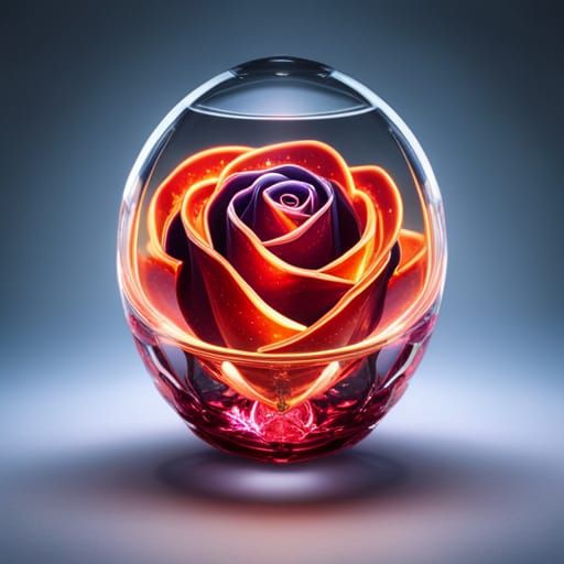 Crystal Rose in Elegant Glass Sculpture Style