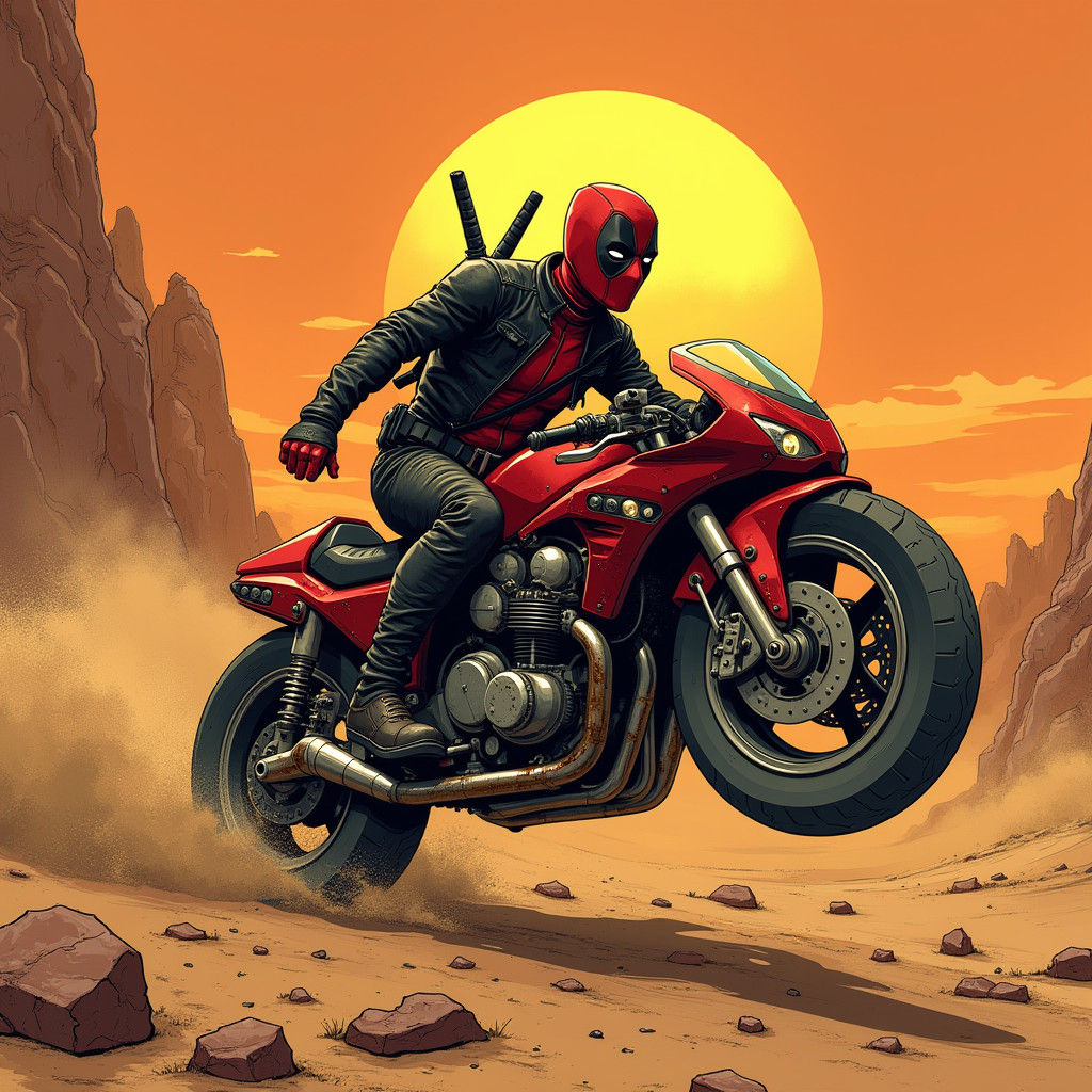 Deadpool Rides a Star Wars Hoverbike