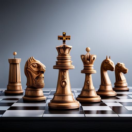 Cyberpunk Mechanical Chess Pieces: Photorealistic Design