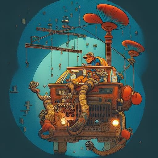 Intricate Comic Book Art with Gradient Background