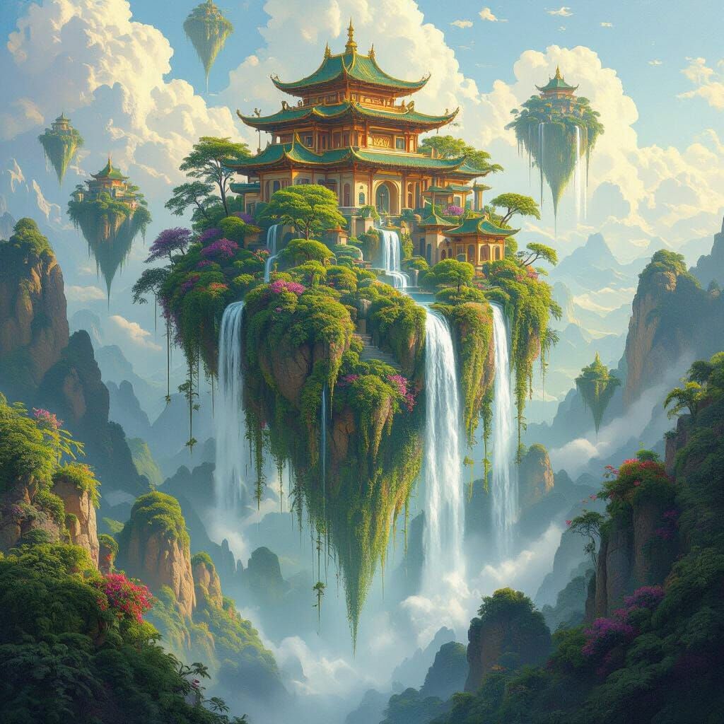 Kubla Khan's Sky Kingdom: Garden of Waterfalls and Flowers