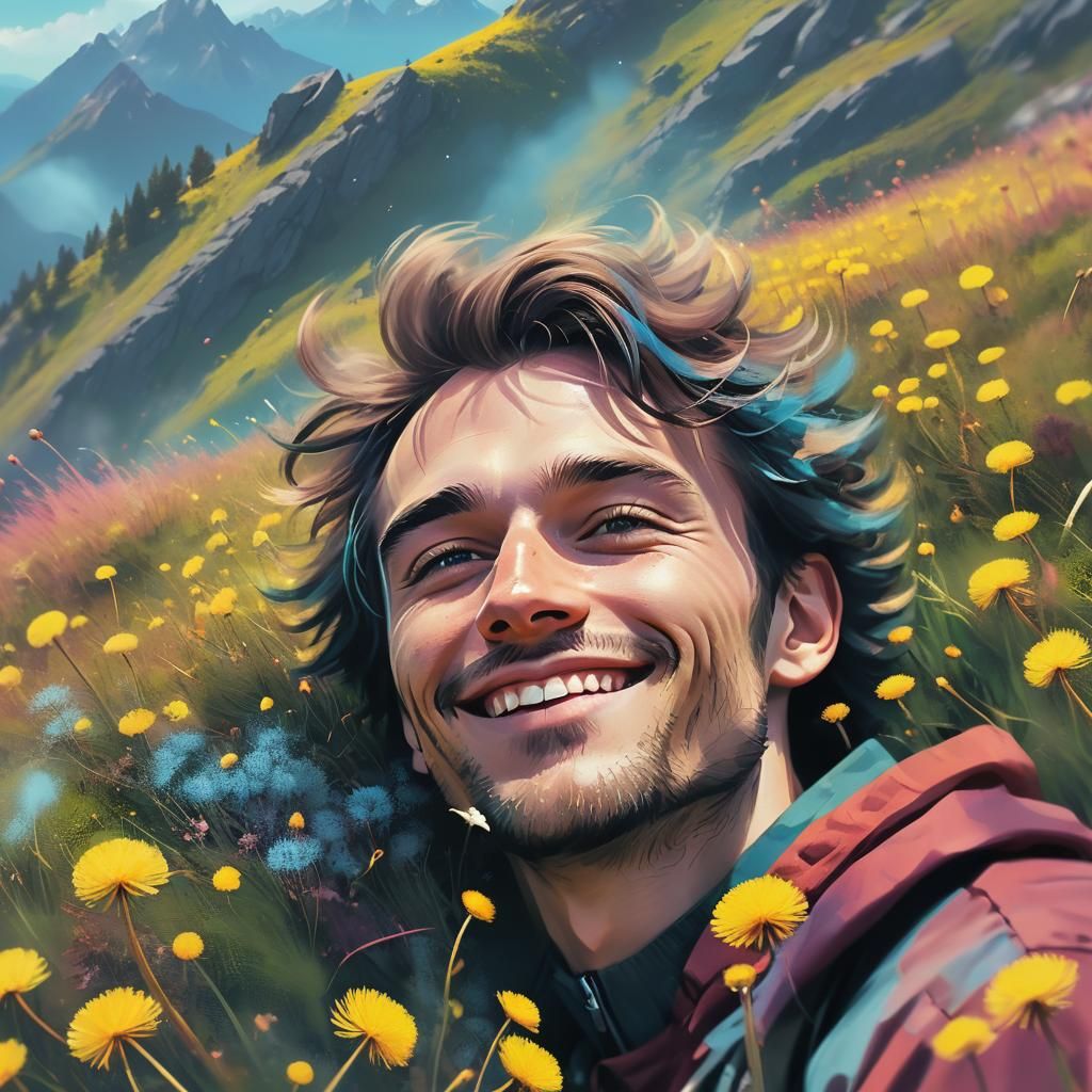 Ethereal Mountain Dreamscape with Golden Aura