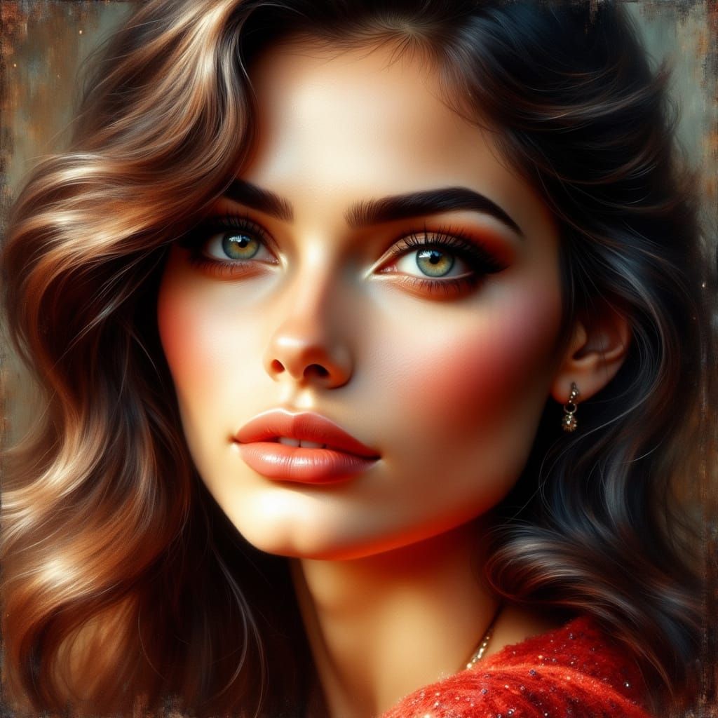 Elegant Woman Portrait in Oil Painting Style