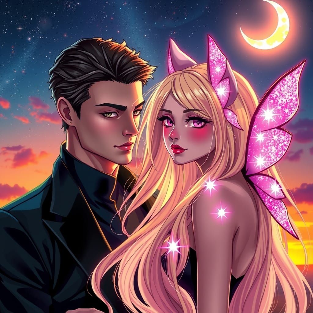 Soulmates in a Celestial Galaxy, Inspired by Whimsical Fanta...