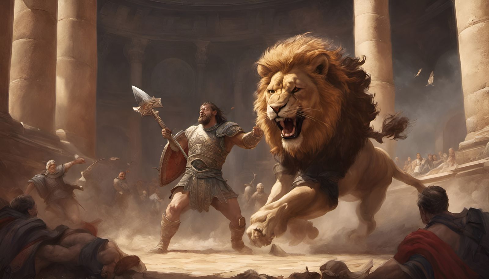 Gladiator's Last Stand: Lions in the Colosseum