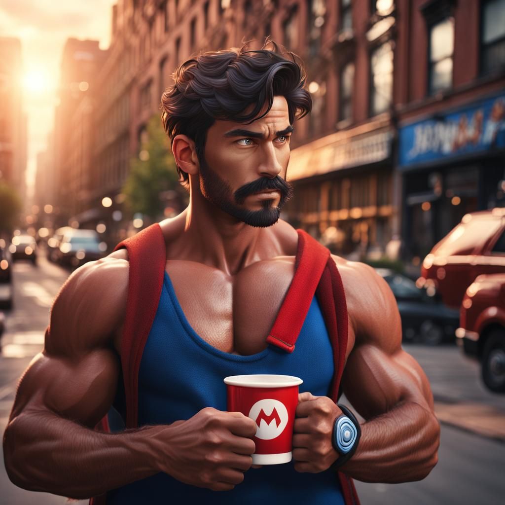 Handsome Man in Super Mario Bros. Outfit