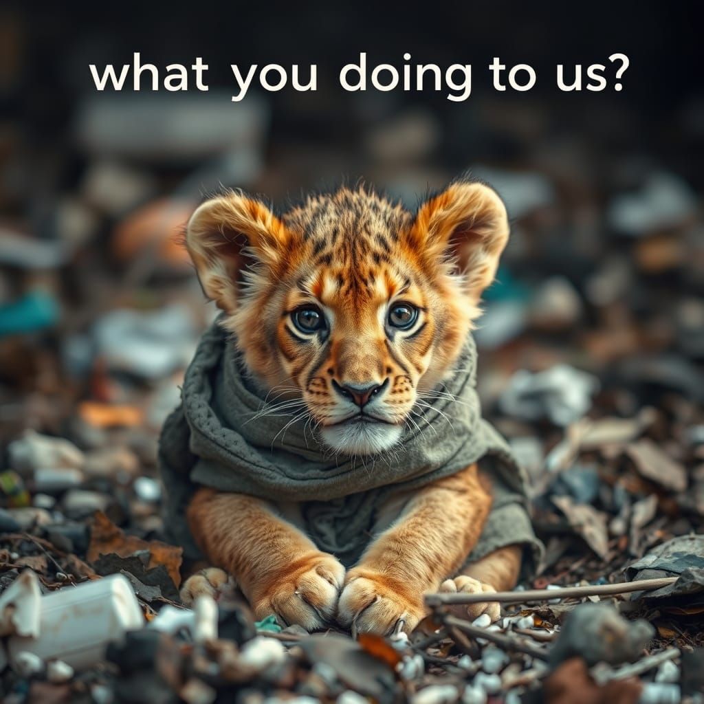Sorrowful Lion Cub's Plea: A Powerful Image