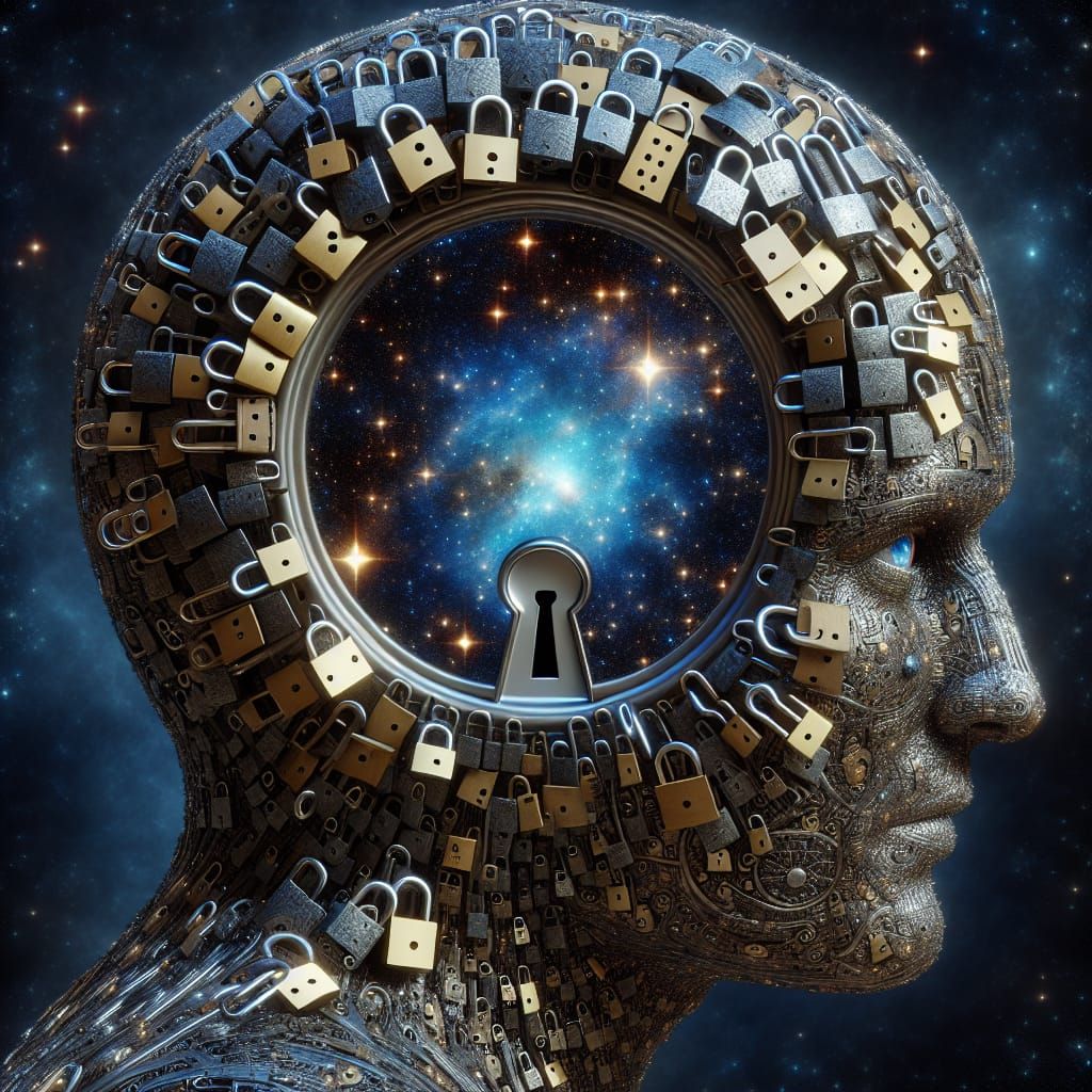 Padlock Head with Cosmic Keyhole in CGI