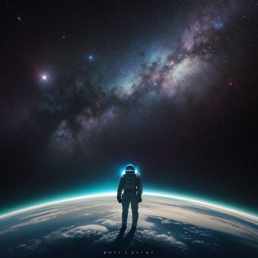 Astronaut Adrift in Cosmic Nebula Digital Painting