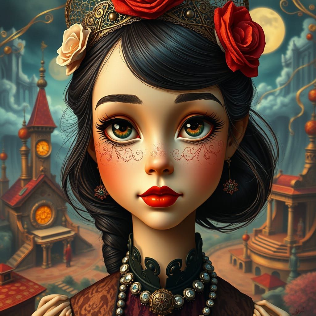 Girl With Catrina Makeup, Disney Animation Style