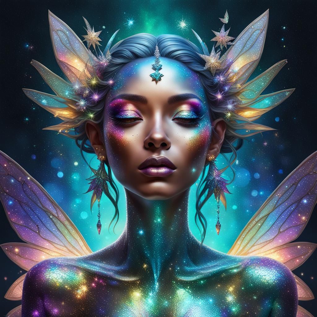 Iridescent Star Nymph in Splash Art Style