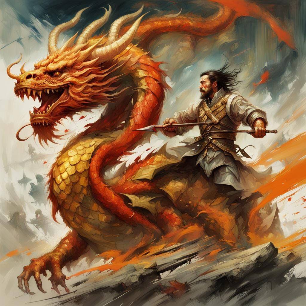 Chinese Dragon at Highland Games, Digital Airbrush Art
