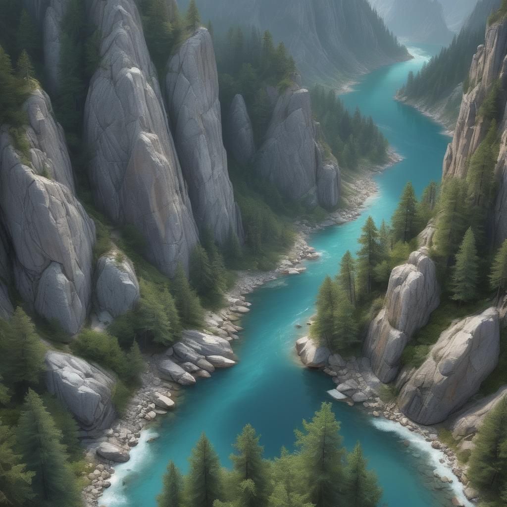 Majestic Mountain Scene as Impasto Painting