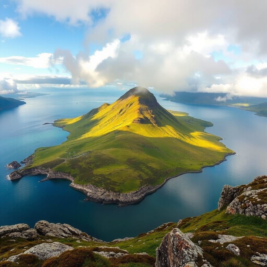 Falkland Islands Landscape in Vivid Green Tones