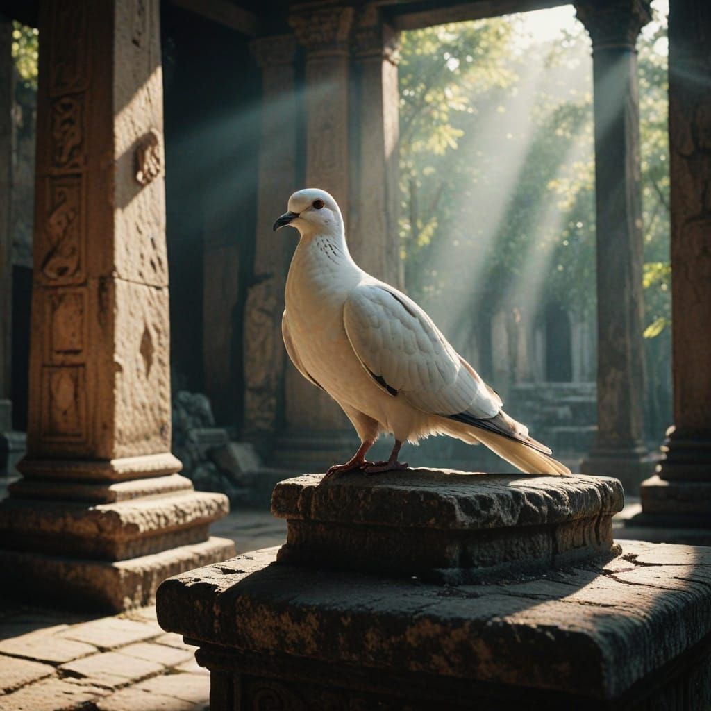 Ethereal Temple Encounter in Cinematic Style