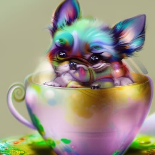 puppy dog inside the teacup