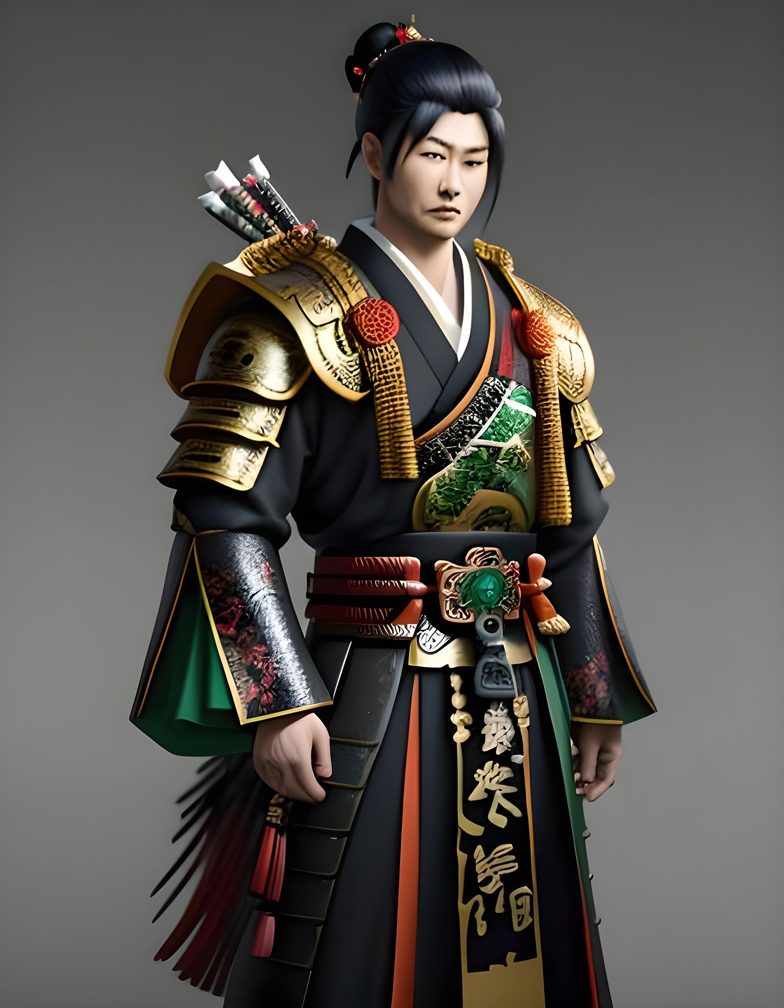 Jade and Emerald Samurai Emperor Portrait