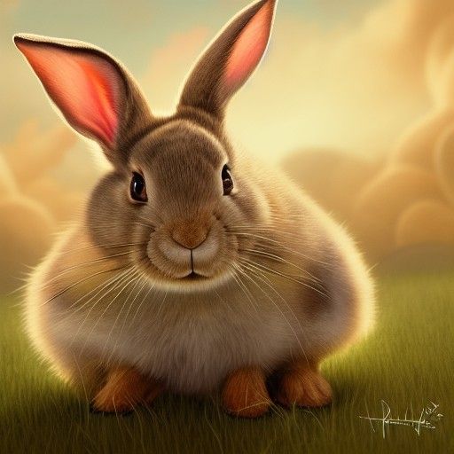 Mrs. Rabbit in English Meadow: Digital Painting