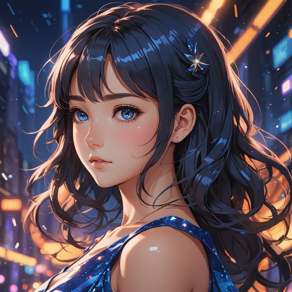 Anime Girl Portrait in Cel-Shaded Style