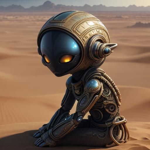Alien Observes Vast Desert: Digital Matte Painting