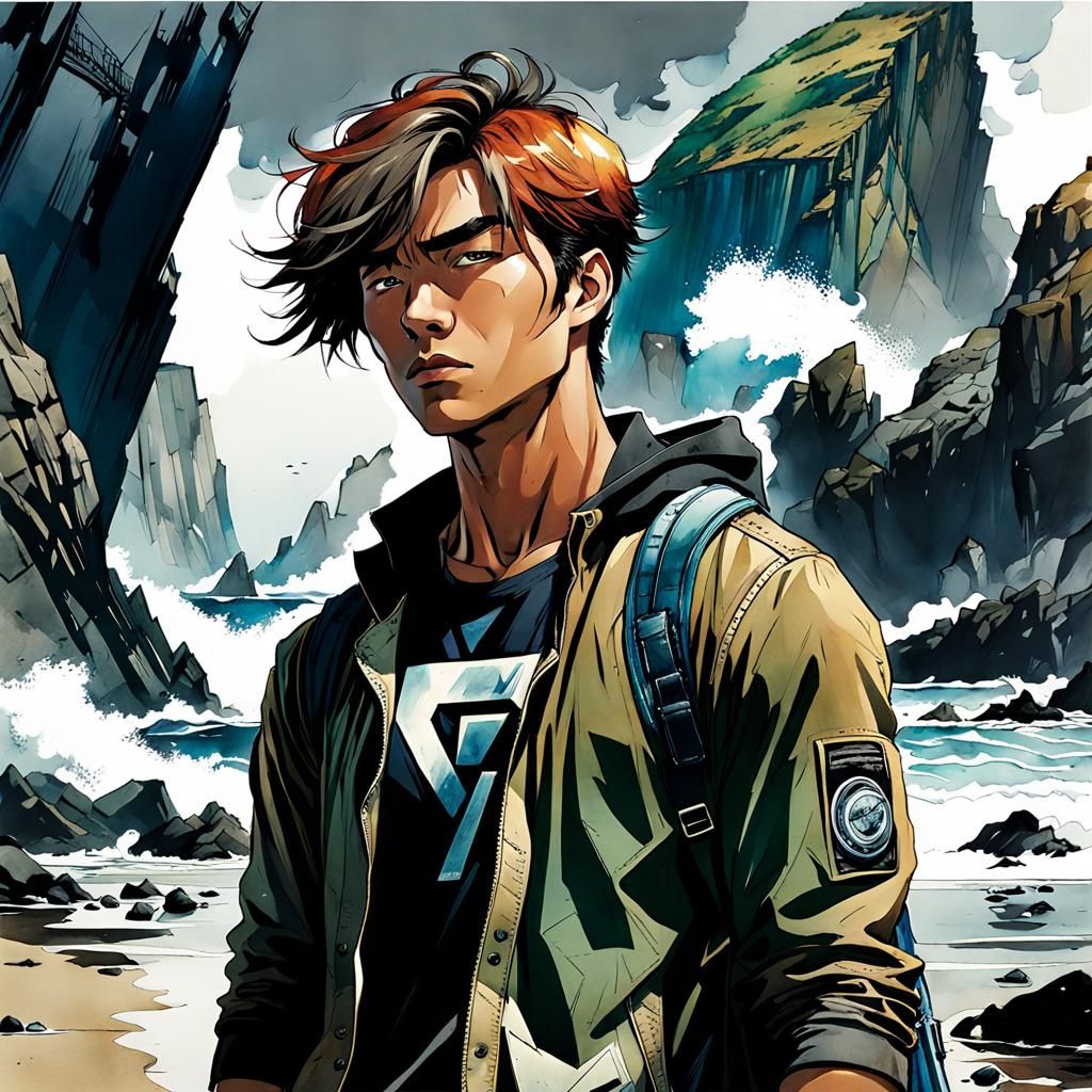 Boy in Comic Book: Watercolor Art Style