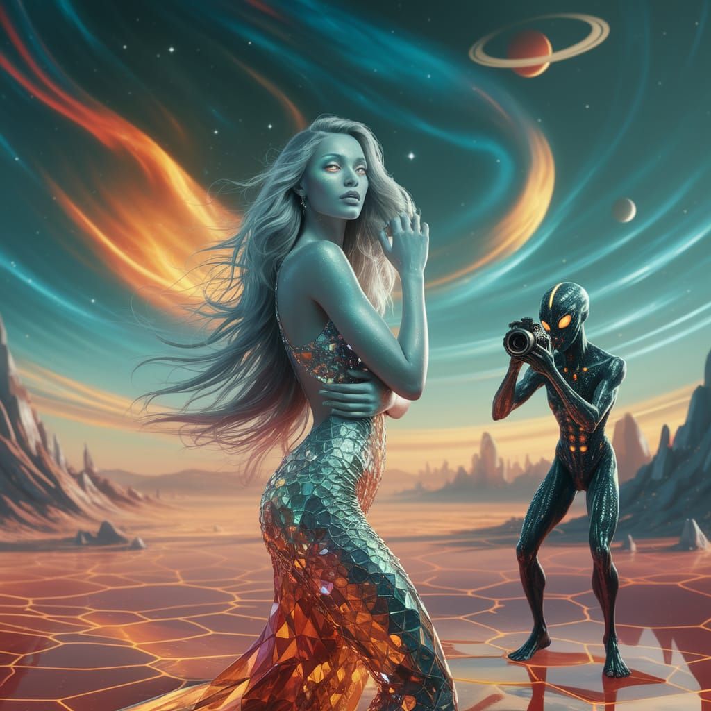 Opalescent Alien Model in Greg Rutkowski Style