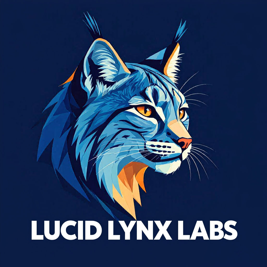 Minimalist Lynx Head Logo in Blue and Orange