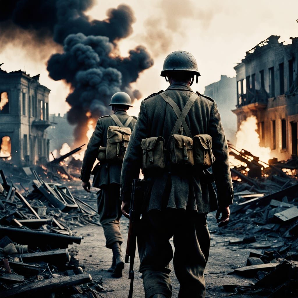 Defiant Shadows in the Ruins of War