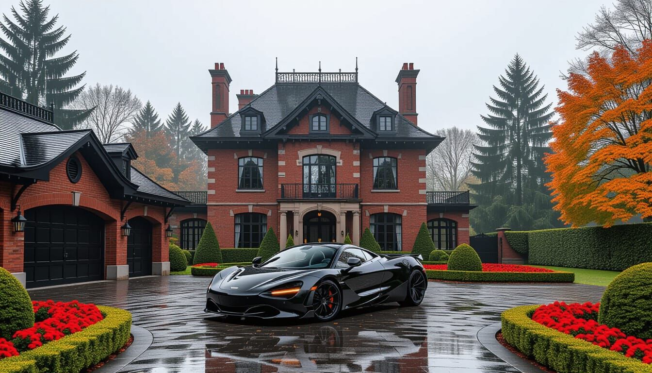 Grand Victorian Chateau with McLaren 720S in Misty Season