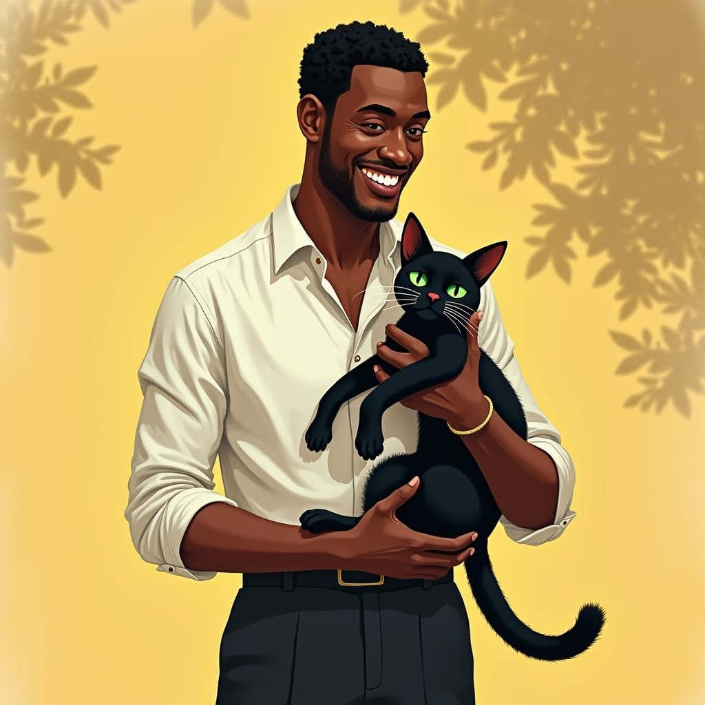 Man and Cat: Harlem Renaissance Style