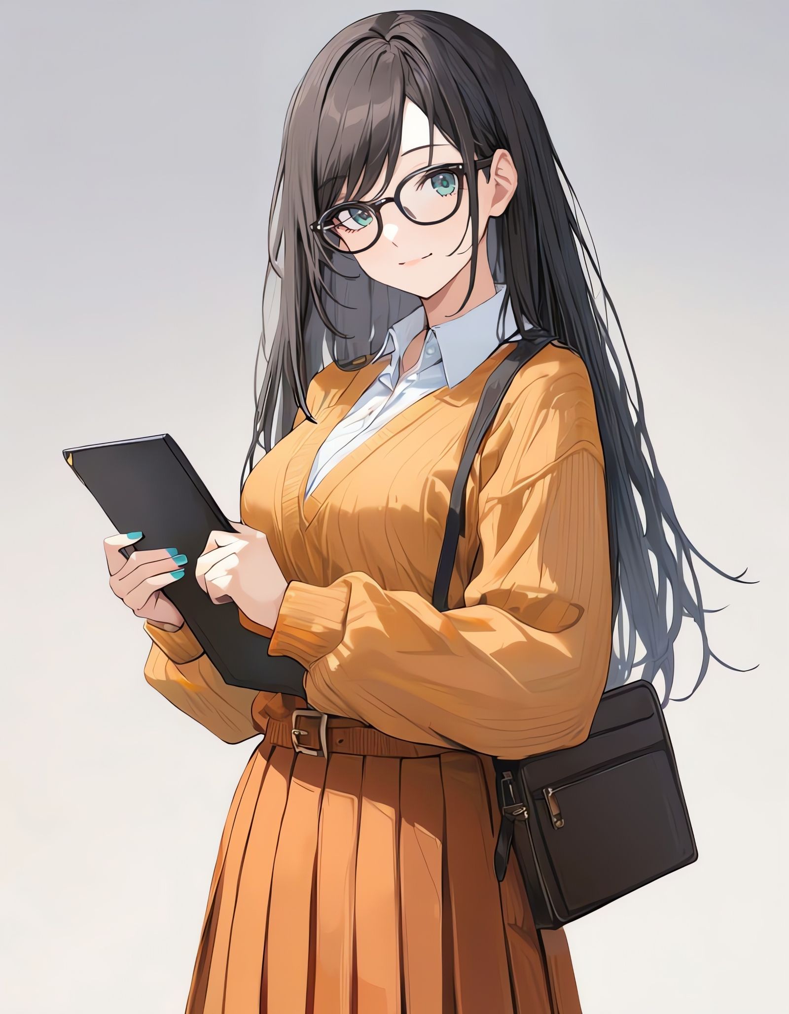 Girl with Clipboard on White Background