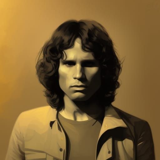 Jim Morrison Portrait in Grayscale Concept Art