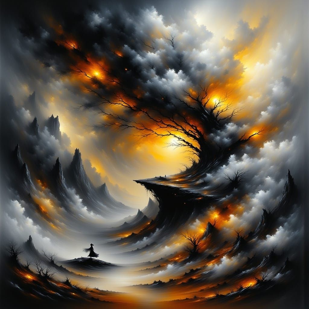 Mysterious Woman Stares Down a Swarm of Dark Missiles