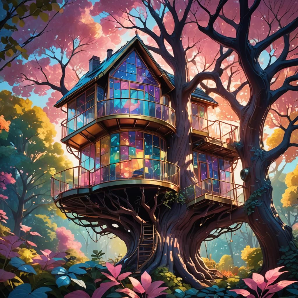 Pixar-Inspired Glass Treehouse Concept Art