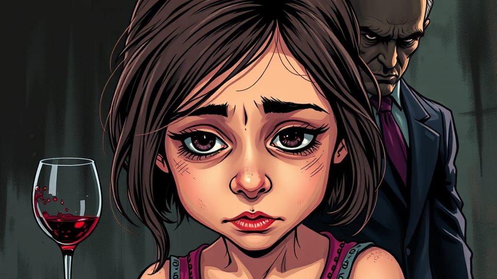 Haunted Girl Lost in Thought, Hyperdetailed Caricature Art