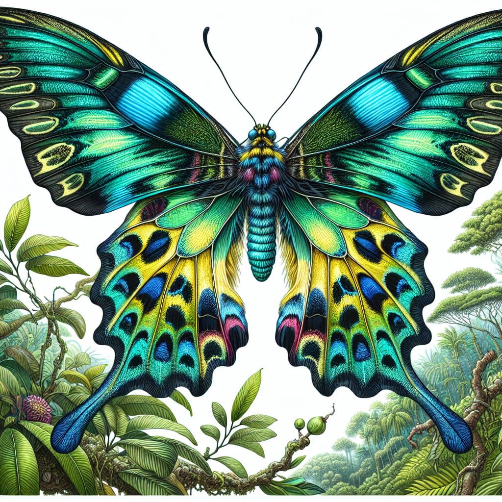 Queen Alexandra's Birdwing Butterfly Illustration