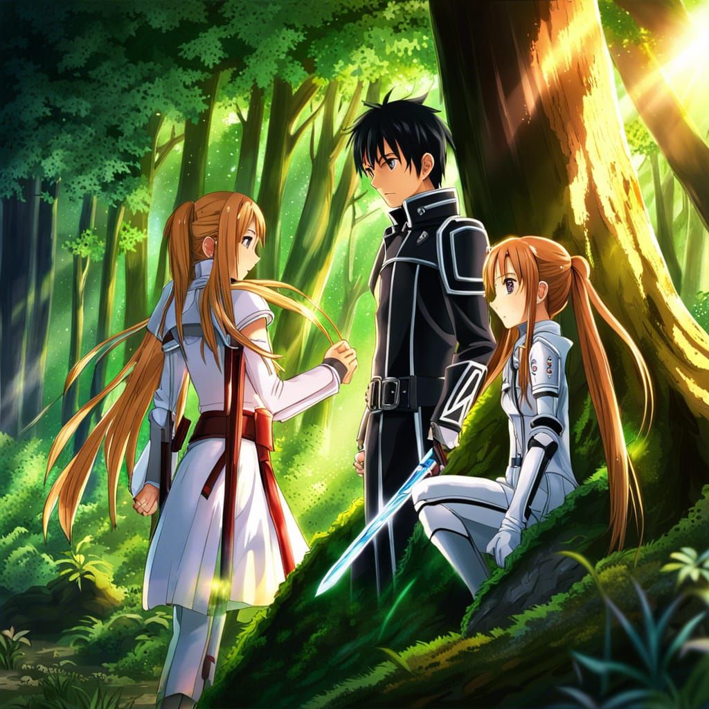 Sword Art Online: Kirito and Asuna in Forest
