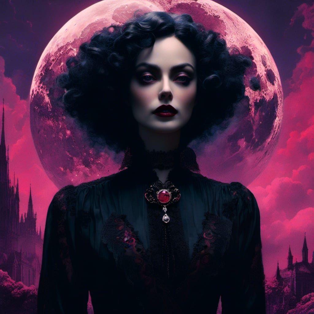 Eerie Edgar Allan Poe Portrait with Blood Moon