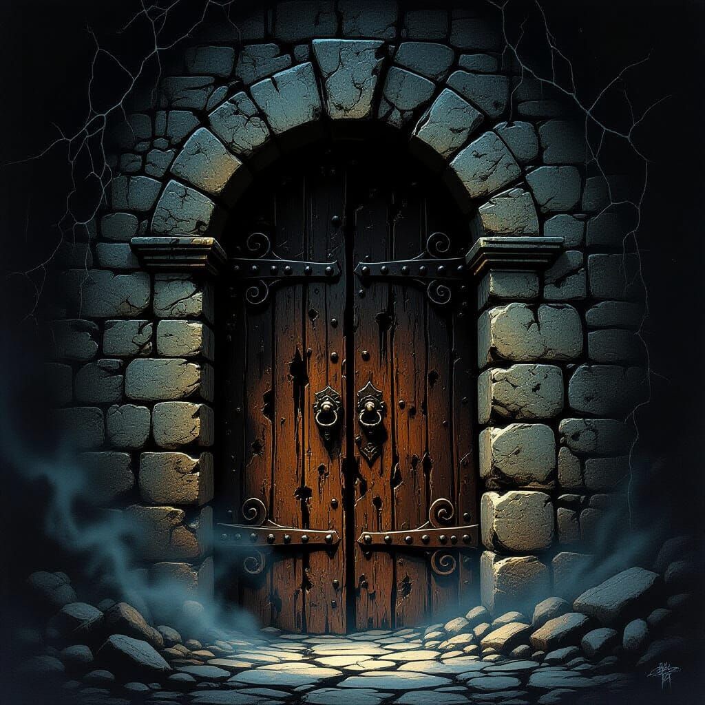 Imposing Dark Fantasy Door Emanating Dread