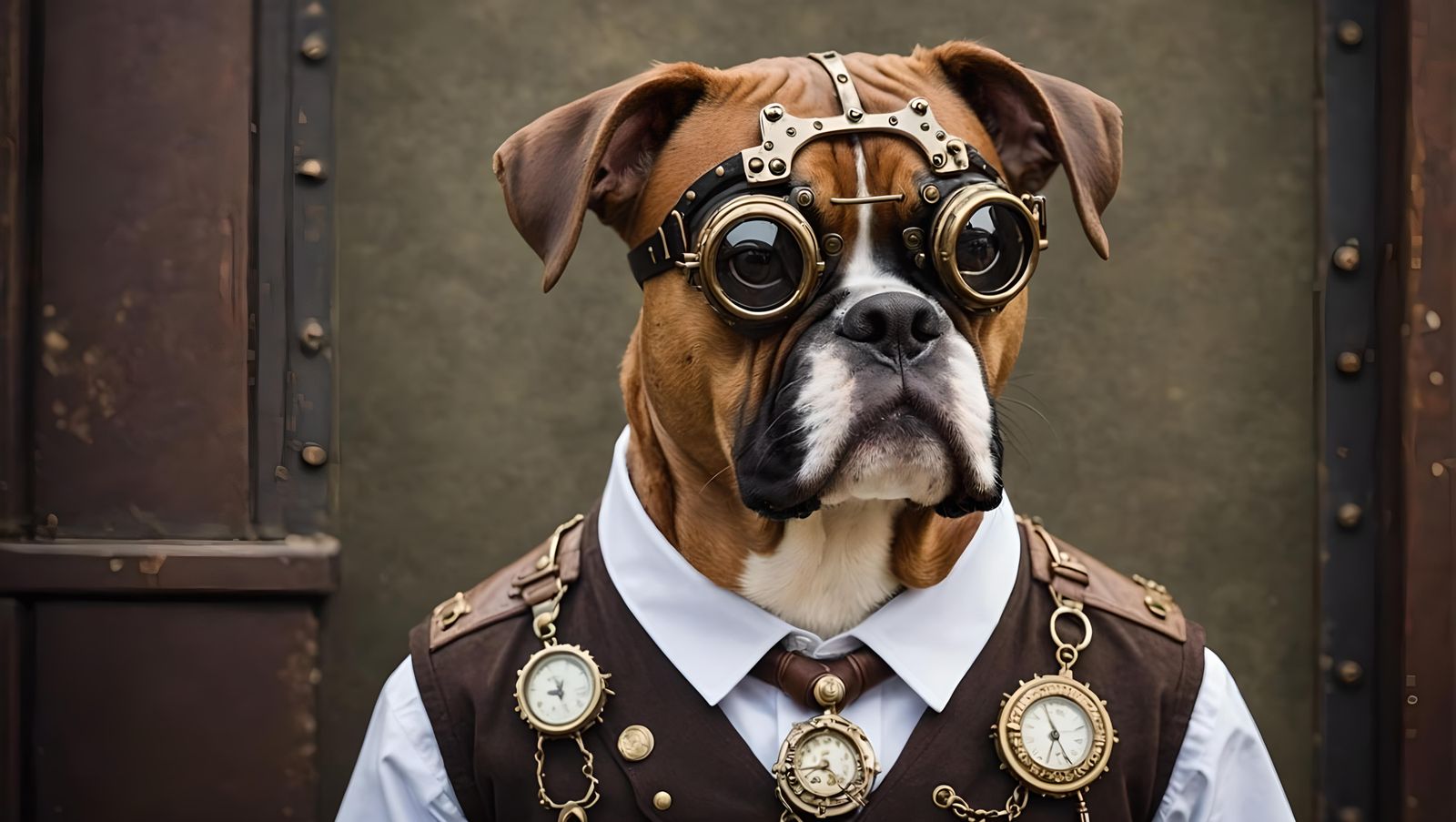 steampunk boxer dog