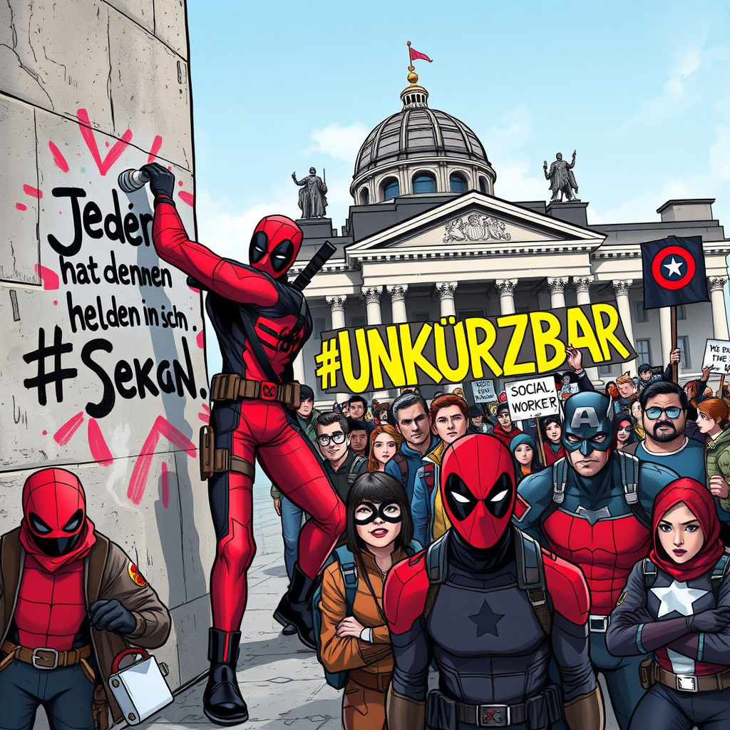 Deadpool's Bundestag Graffiti: A Comic Book Spectacle