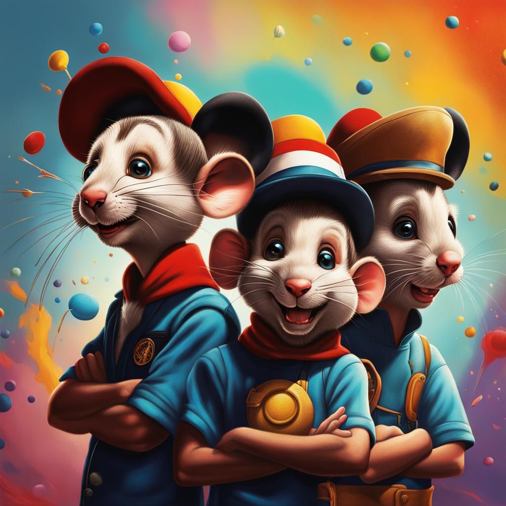 Hyperrealistic Three Mouseketeers Splash Art